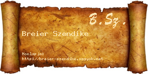 Breier Szendike névjegykártya